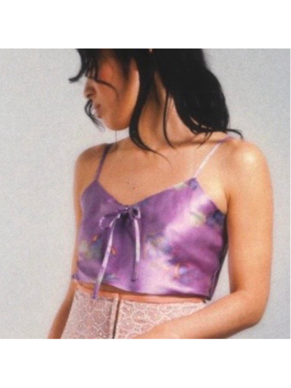 Ichiyo floral silk crop top with tie front detail #fairycore #cottagecore #y2k #